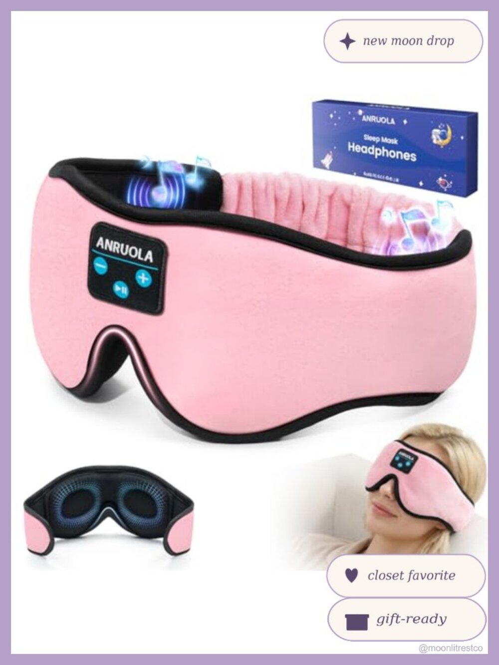 3D Contoured Bluetooth Sleep Mask with Wireless Headphones, Noise Cancelling